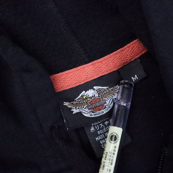 Womens Harley Davidson Medium Black Sleeveless Full Zip Hooded Vest - Picture 5 of 9